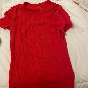 Red ribbed t shirt
